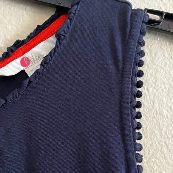 Boden Navy Blue Top with Pom Pom Trim - Picture 3 of 8
